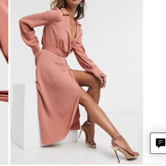 ASOS Design Long Sleeve Wrap Midi Dress - Picture 2 of 9
